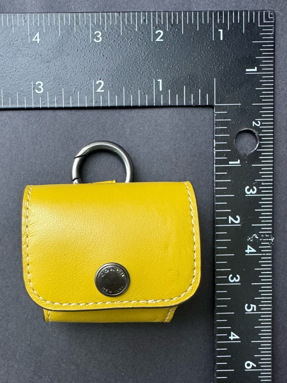 Coach AirPod Pro case Yellow Leather Key Pouch with Snap Closure